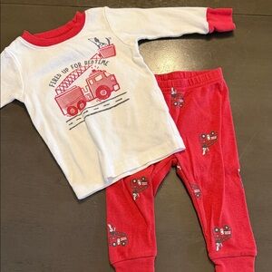 Carter's Red and White Fire Truck Pajama Set